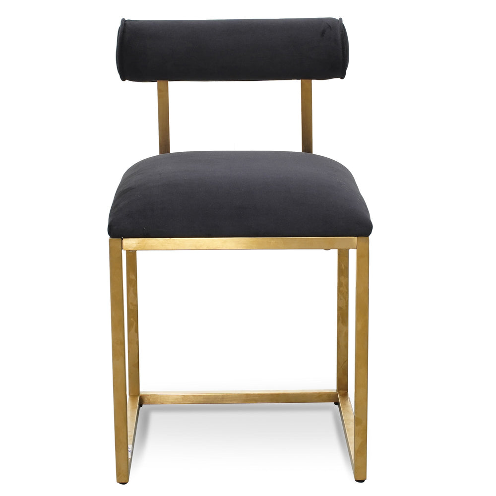 Occasional Chair In Black Velvet - Brushed Gold Base - View 2