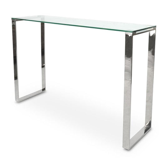 Ex Display - CDT2013-BS Console Table With Tempered Glass - Polished Stainless Steel