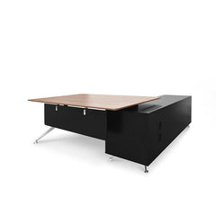 Ex Display - COT202-M 1.95m Executive Office Desk Left Return - Walnut - Black