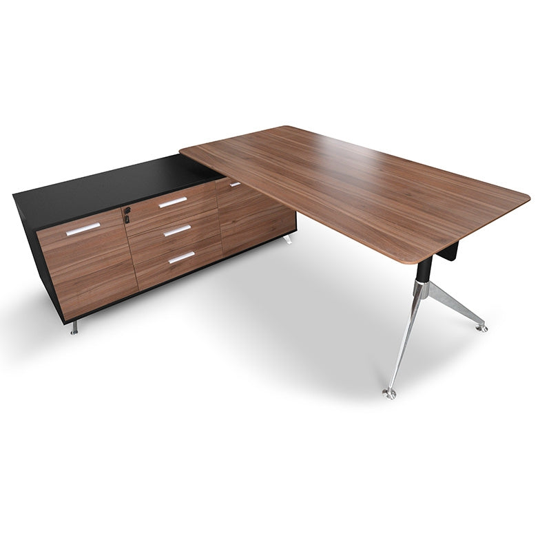 Ex Display - COT202-M 1.95m Executive Office Desk Left Return - Walnut - Black - View 3