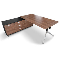 Ex Display - COT202-M 1.95m Executive Office Desk Left Return - Walnut - Black