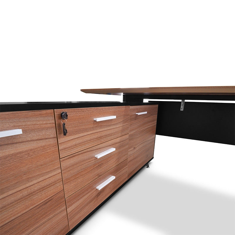 Ex Display - COT202-M 1.95m Executive Office Desk Left Return - Walnut - Black - View 6