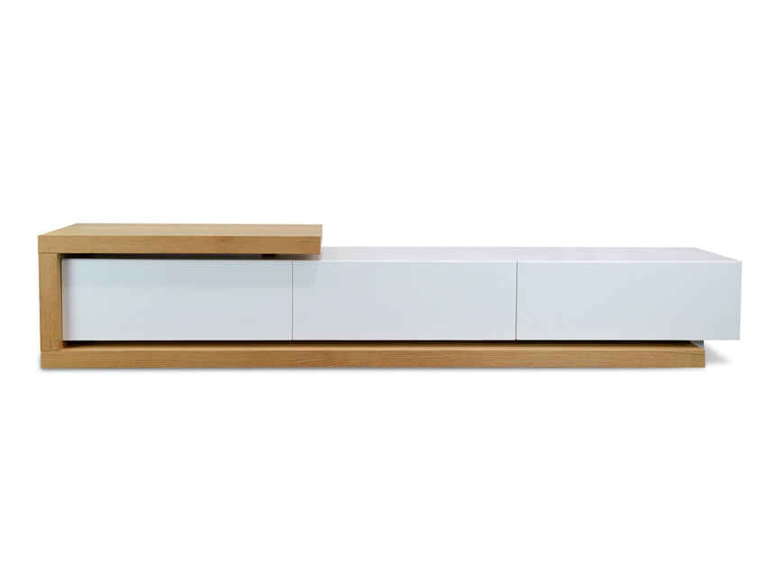 CTV385N-BB 2.4m-3.07m TV Entertainment Unit - Natural - White - View 3