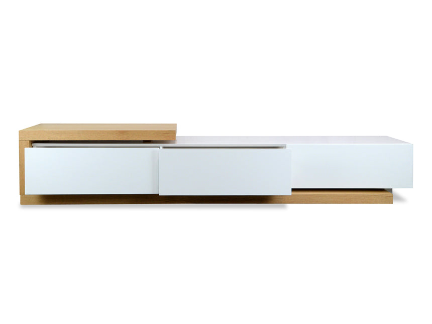 CTV385N-BB 2.4m-3.07m TV Entertainment Unit - Natural - White - View 4