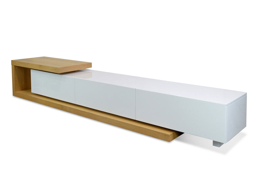 CTV385N-BB 2.4m-3.07m TV Entertainment Unit - Natural - White - View 2