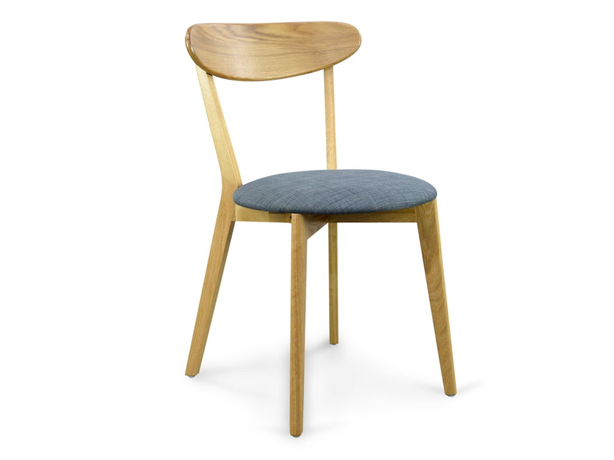G Dining Chair Solid Natural Oak – Grey Fabric Seat