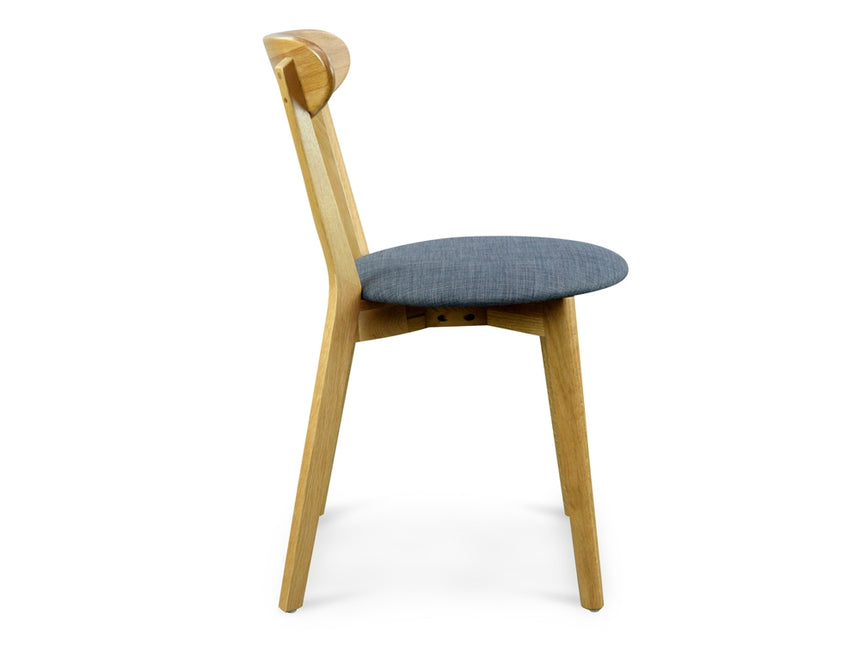 G Dining Chair Solid Natural Oak – Grey Fabric Seat - View 2