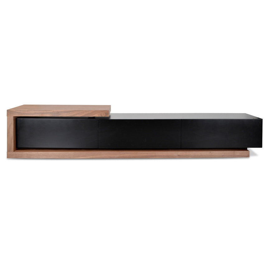 Extendable TV Entertainment Unit | Walnut - Black matt | Myka Home - View 2