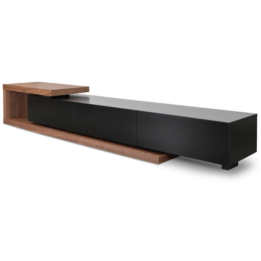 Extendable TV Entertainment Unit | Walnut - Black matt | Myka Home