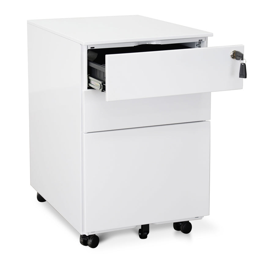 3 Drawers Mobile Pedestal | White | Myka Home - View 3
