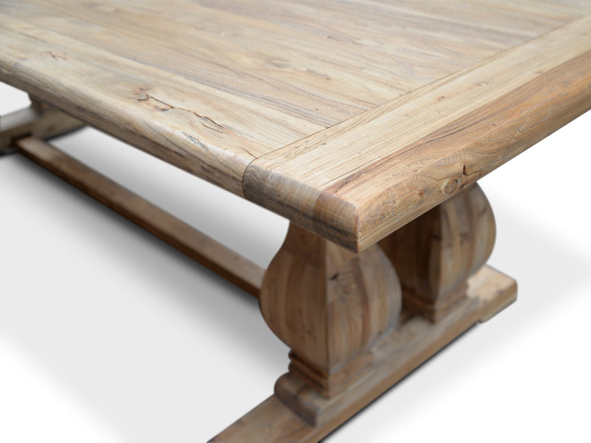 Elm Wood Dining Table 3m - Rustic Natural - View 5