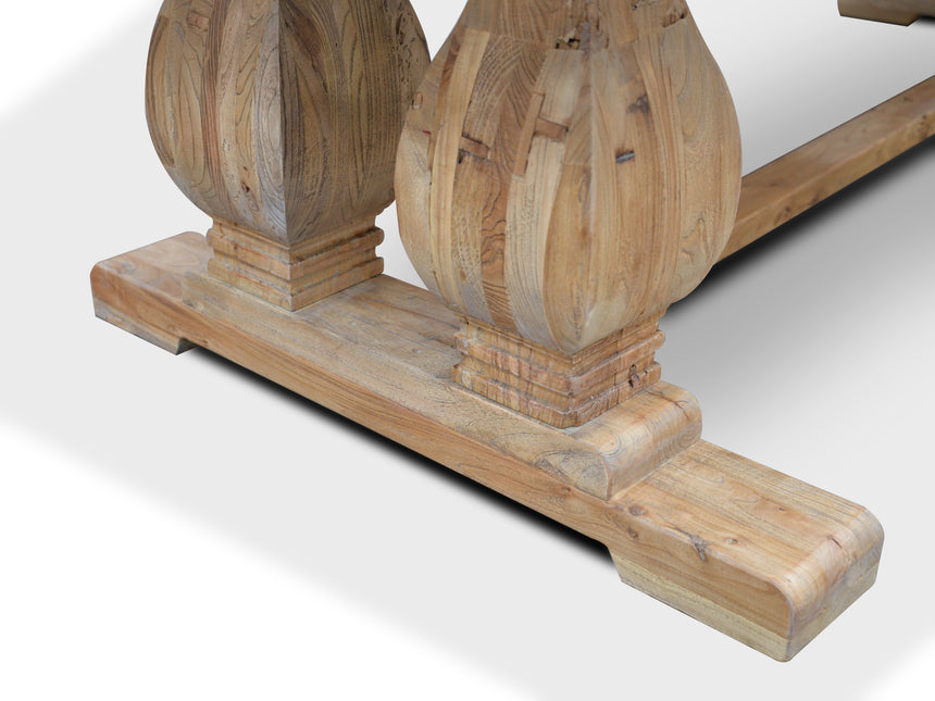 Elm Wood Dining Table 3m - Rustic Natural - View 8