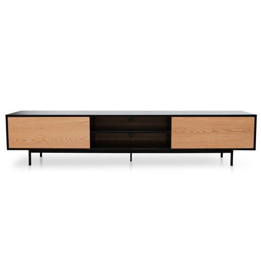 Ex Display - CTV2206-BB 2.3 Entertainment TV Unit - Black Frame - Natural Drawers