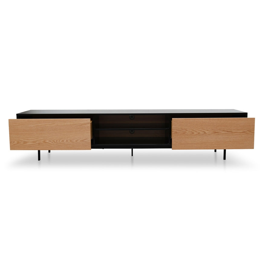 Ex Display - CTV2206-BB 2.3 Entertainment TV Unit - Black Frame - Natural Drawers - View 3
