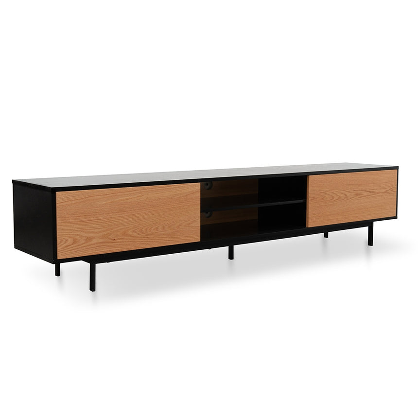 Ex Display - CTV2206-BB 2.3 Entertainment TV Unit - Black Frame - Natural Drawers - View 2