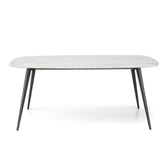 Ex Display - CDT1275-DW White 1.8m Marble Dining Table - Black Legs