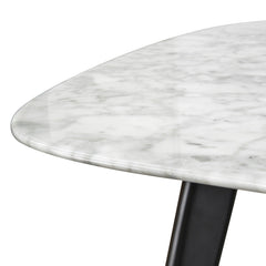 Ex Display - CDT1275-DW White 1.8m Marble Dining Table - Black Legs