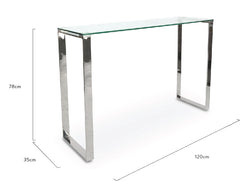 Ex Display - CDT2013-BS Console Table With Tempered Glass - Polished Stainless Steel