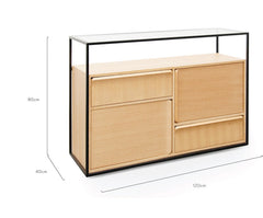 Ex Display - CDT2200-IG Natural Buffet - Oak - Black Frame