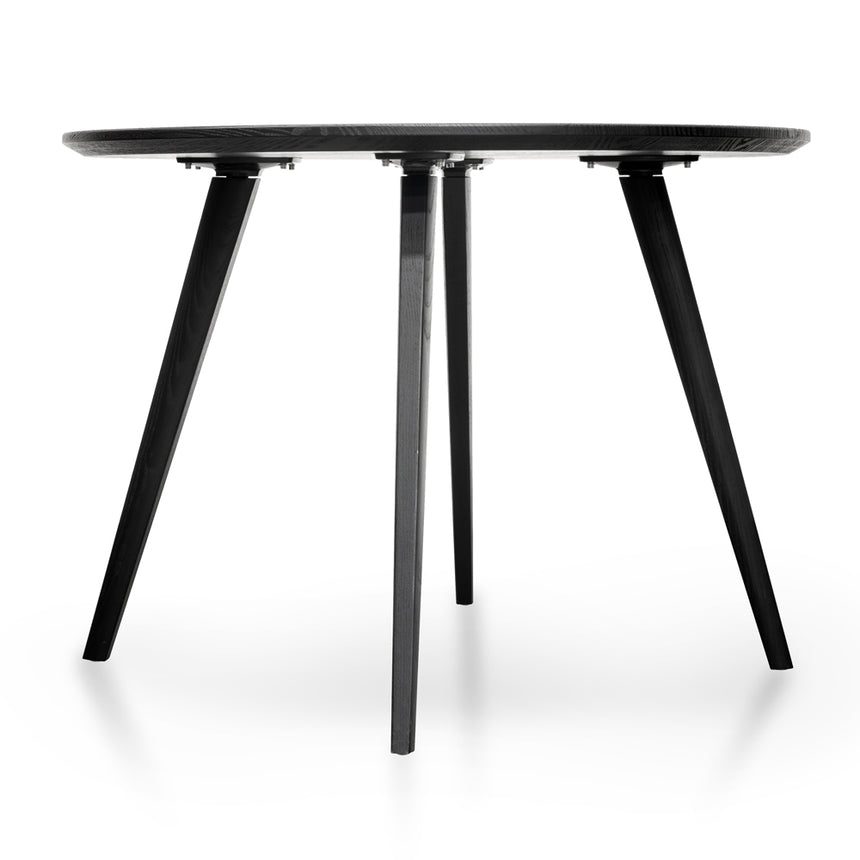 100cm Round Dining Table - Black Veneer Top - Black Legs - View 2