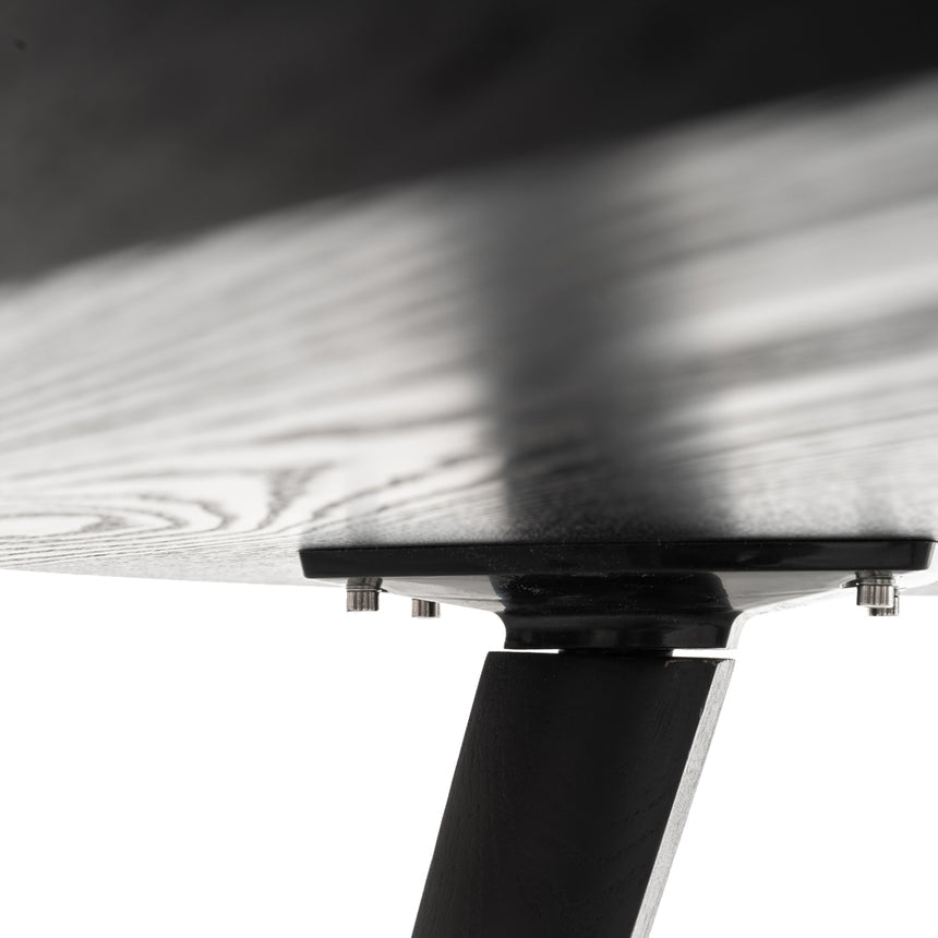 100cm Round Dining Table - Black Veneer Top - Black Legs - View 3