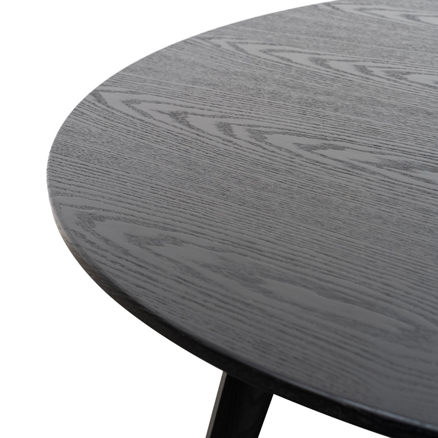 100cm Round Dining Table - Black Veneer Top - Black Legs - View 7
