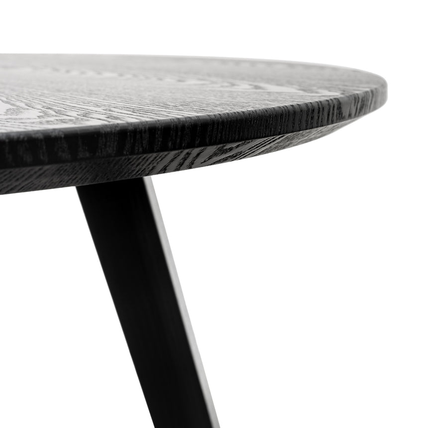 100cm Round Dining Table - Black Veneer Top - Black Legs - View 5