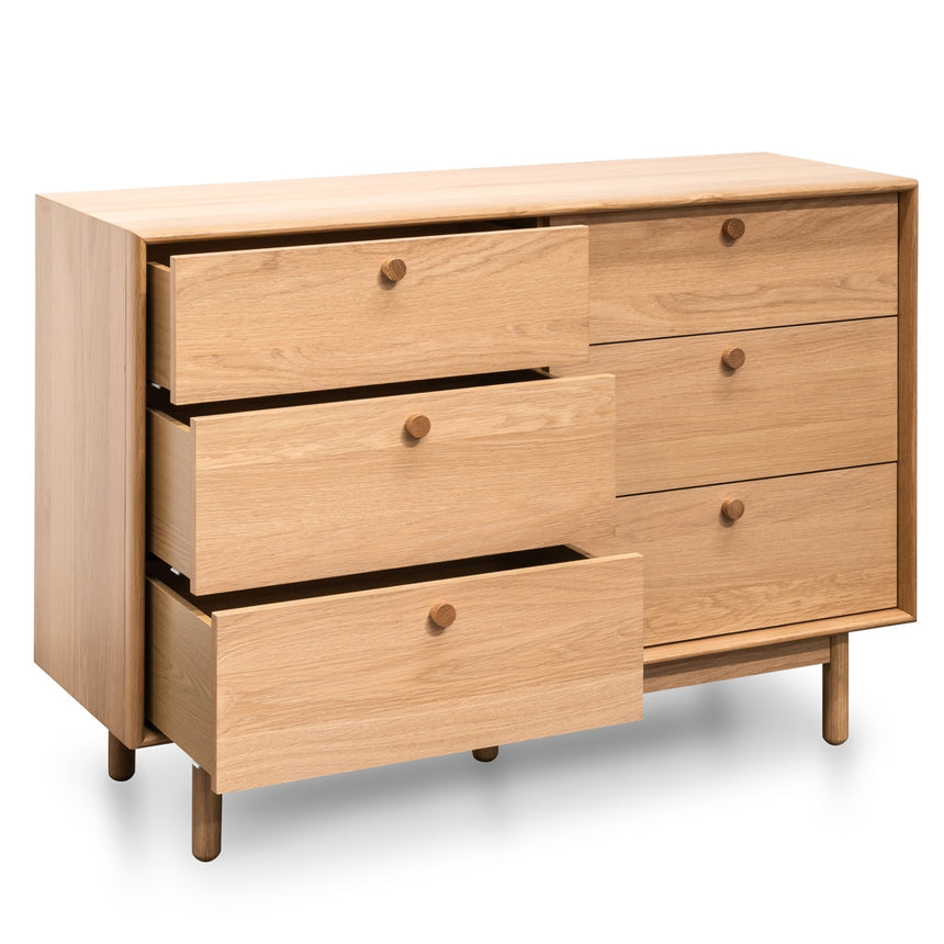 6 Drawer Wide Chest - Oak - View 5