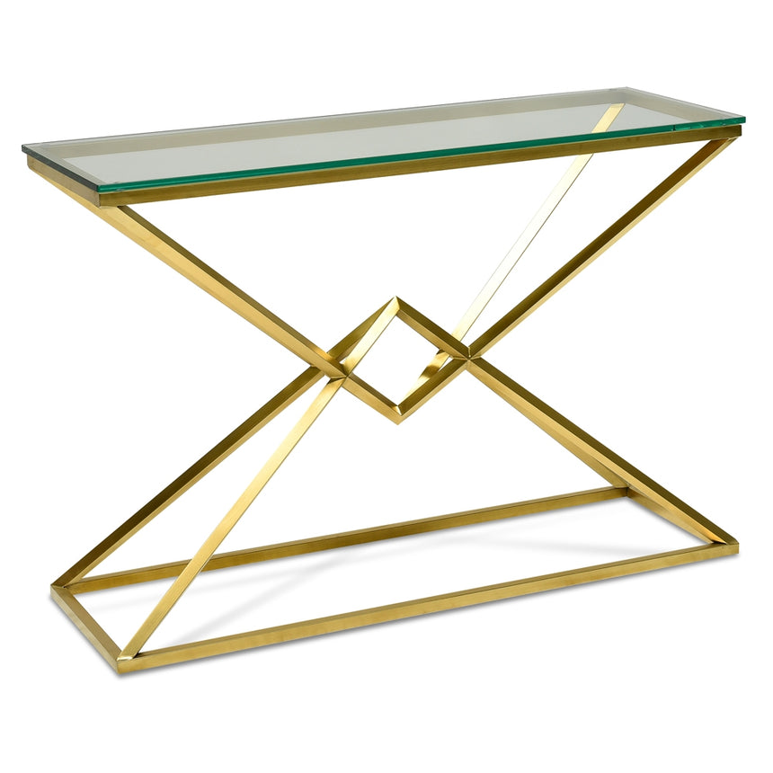 1.2m Glass Console Table - Gold Base - View 3