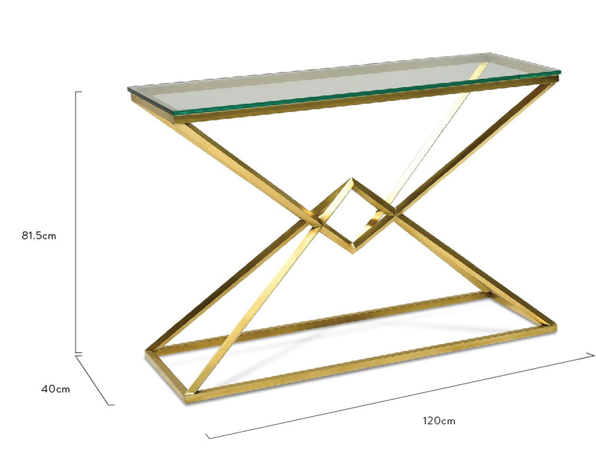 1.2m Glass Console Table - Gold Base - View 8