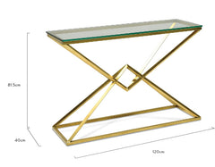 CDT2364-KS 1.2m Glass Console Table - Gold Base