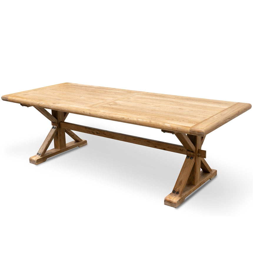 Elm Wood 2.4m Dining Table - Rustic Natural - View 5