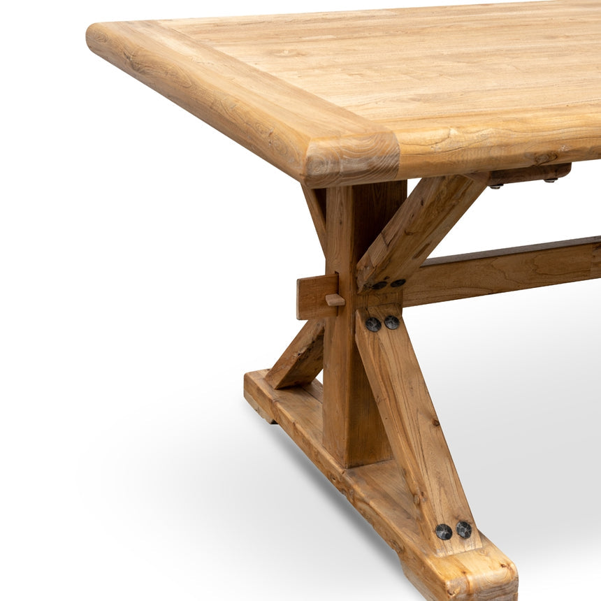Elm Wood 2.4m Dining Table - Rustic Natural - View 6