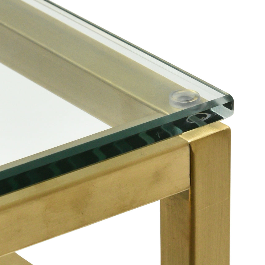 1.15m Console Glass Table - Brushed Gold Base - View 5