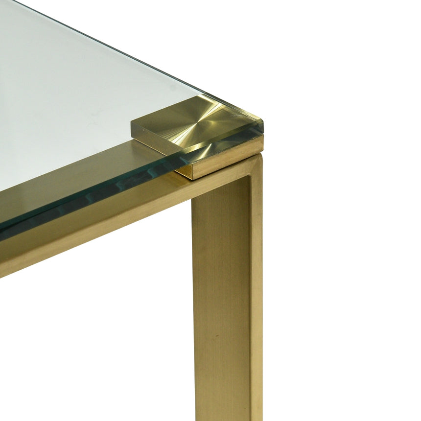 Glass Console Table - Brushed Gold Base - View 5