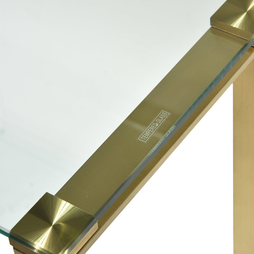 Glass Console Table - Brushed Gold Base - View 4