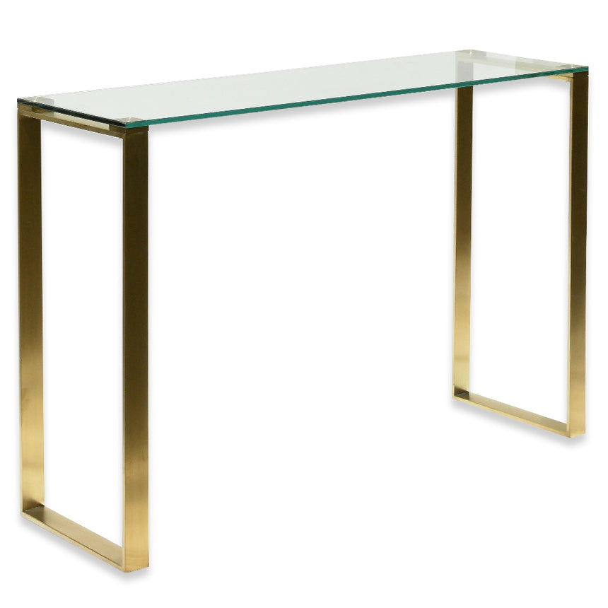 Glass Console Table - Brushed Gold Base - View 3