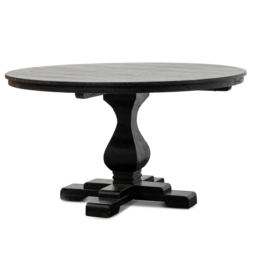 Reclaimed 140cm Round Dining Table - Rustic Black - View 2