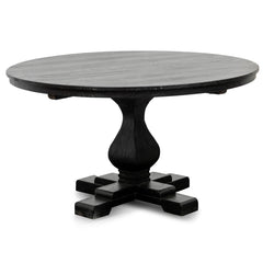 CDT2480 Reclaimed 140cm Round Dining Table - Rustic Black