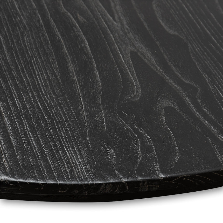 Reclaimed 140cm Round Dining Table - Rustic Black - View 8
