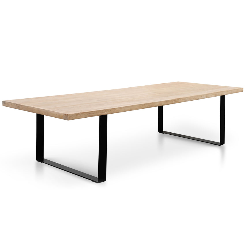Reclaimed Elm Wood Dining Table 3m - Rustic Natural - Thick Top - View 2