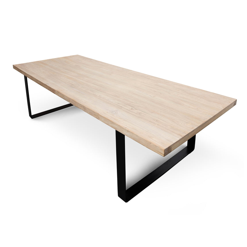 Reclaimed Elm Wood Dining Table 3m - Rustic Natural - Thick Top - View 4