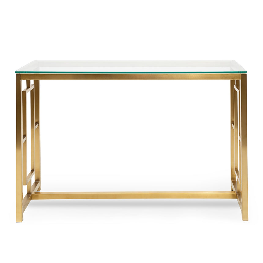 Glass Console table - Brushed Gold Base - View 2