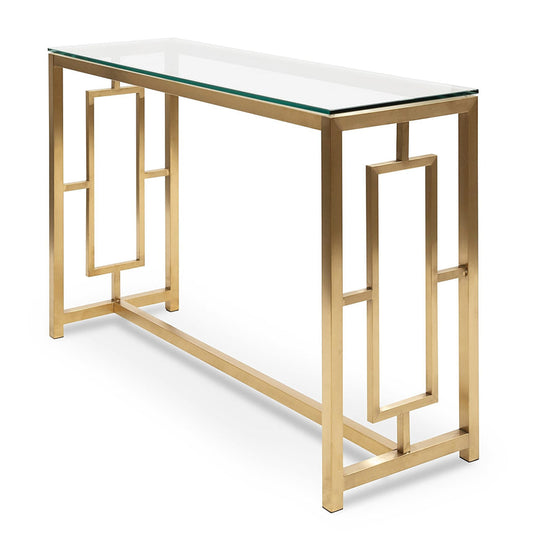 Ex Display - CDT2583-BS Glass Console table - Brushed Gold Base