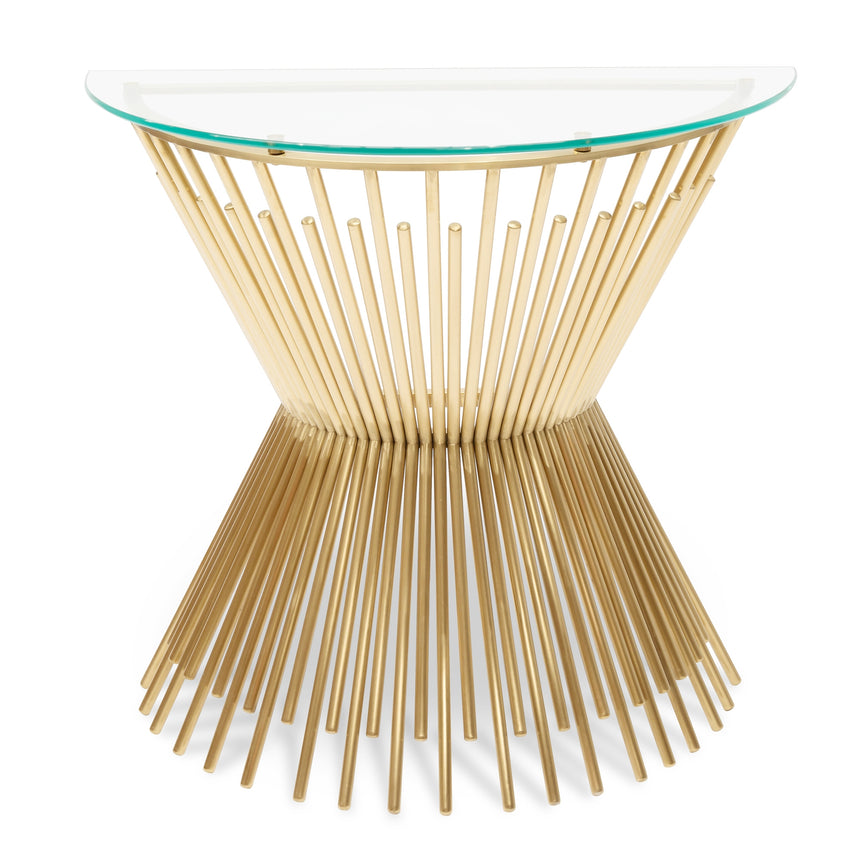 Glass Console Table - Brushed Gold Base - View 2