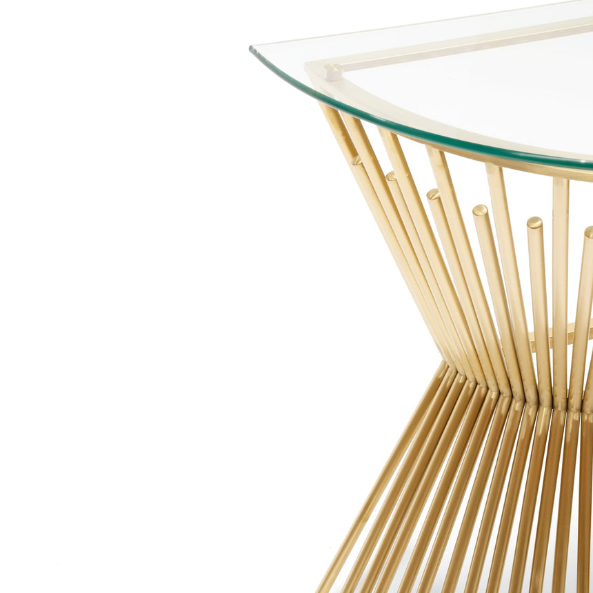 Glass Console Table - Brushed Gold Base - View 6