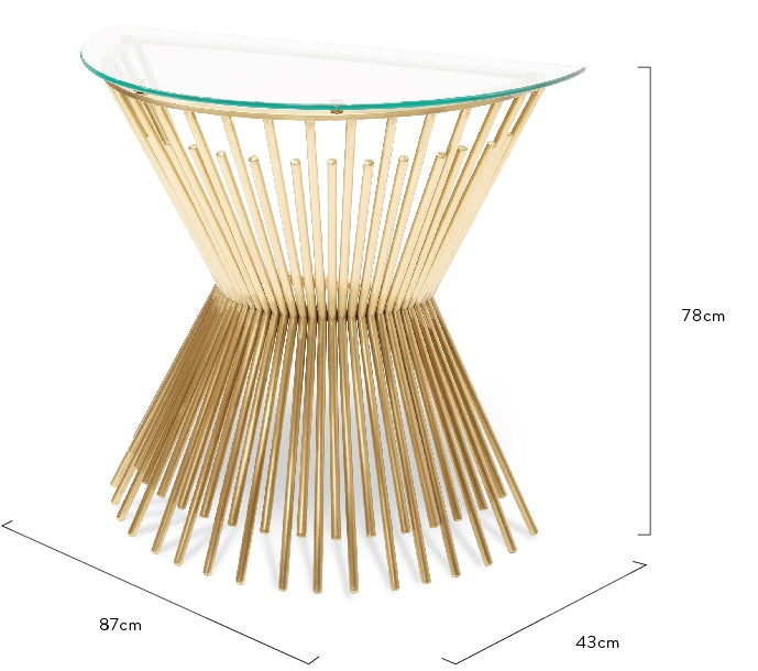 Glass Console Table - Brushed Gold Base - View 9