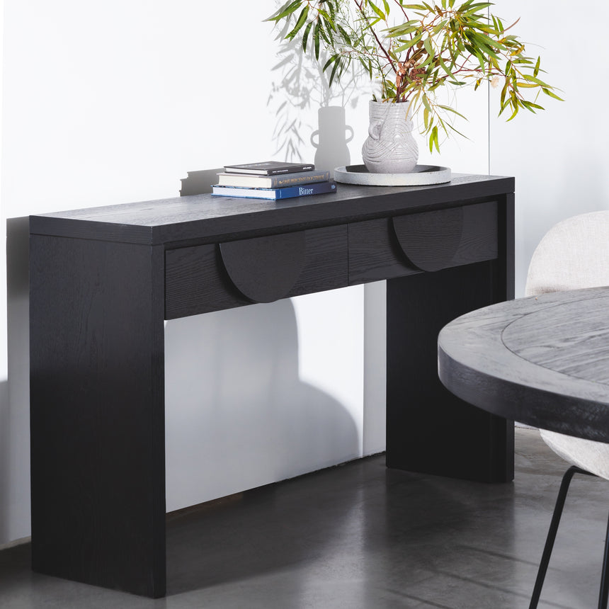 1.4m Console Table - Textured Espresso Black - View 10