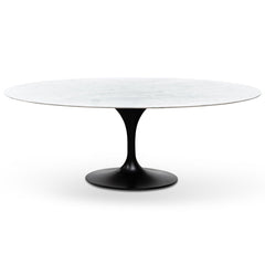 CDT6029-SD Oval 2m Marble Dining Table - Black Base