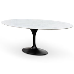 Ex Display - CDT6029-SD Oval 2m Marble Dining Table - Black Base